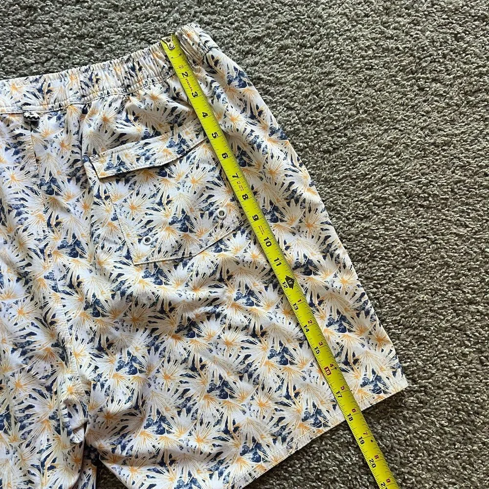 Johnnie-O The Half Elastic 7” Surf Shorts Trunks Grenada Yellow White Blue L